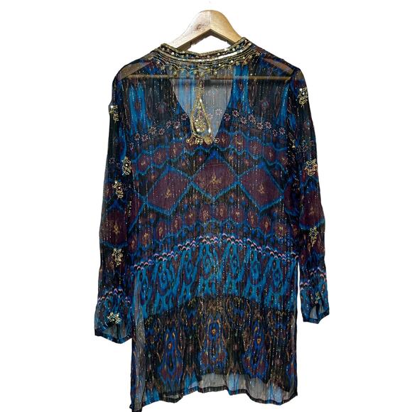 z.b.d Designs Bling Bling Bathing Suit Cover up Size 12 Silk Blend - Picture 4 of 8